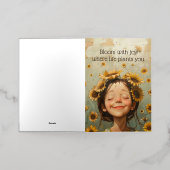 開花と喜び 箔グリーティングカード (外側レイダウン)