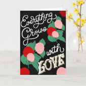 開花と愛ハッピーバレンタインデー/アニバーサリーカード カード (黄色い花)