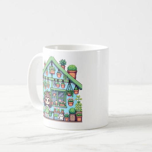 開花と猶予 |植物かわいいの女の子 コーヒーマグカップ (正面左)