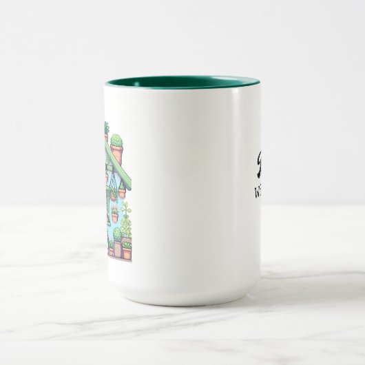 開花と猶予 |植物かわいいの女の子 マグカップ (中央)