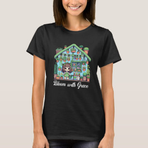 開花と猶予 植物かわいいの女の子 Tシャツ