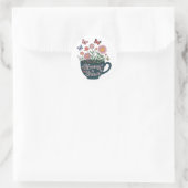 開花とBrewsデザイン-お洒落フローラグラフィック ラウンドシール (バッグ)