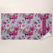 開花のあなたの一流の|ピンクの蘭を加えて下さい ビーチタオル (正面)