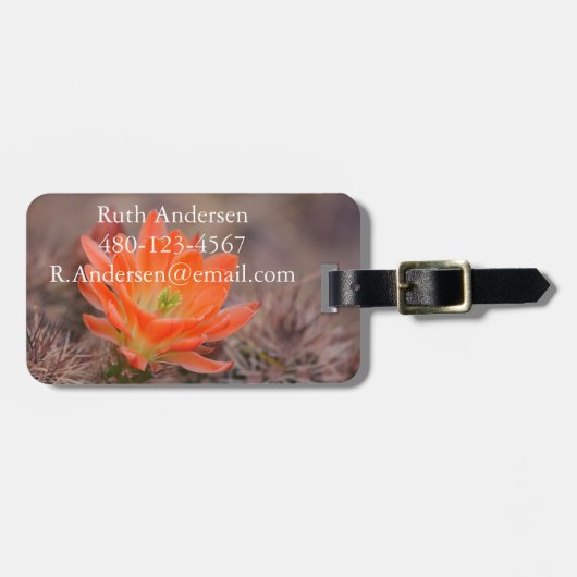 開花のオレンジサボテン ラゲッジタグ (正面横)