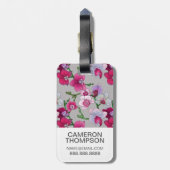 開花のカスタムな写真のピンクの蘭 ラゲッジタグ (裏面縦)