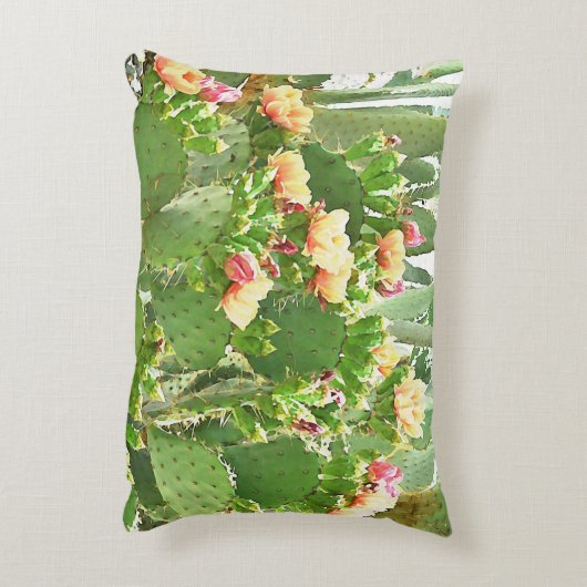 開花のカスタムの枕のウチワサボテンサボテン アクセントクッション (裏面(縦))
