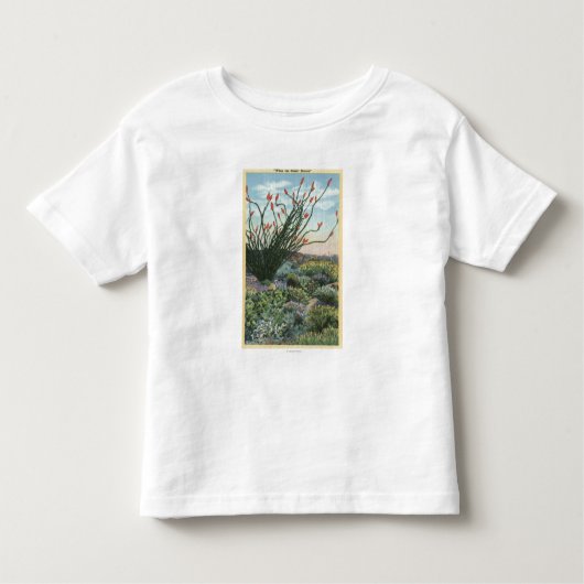 開花のサボテンのCaliforniaView トドラーTシャツ (正面)