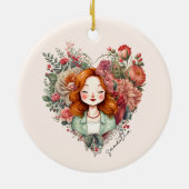 開花のハート-フローラハートに囲まれた女性 セラミックオーナメント (裏面)