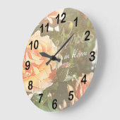 開花のバラ ラージ壁時計 (傾斜)