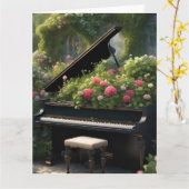 開花のピアノ – ガーデン絵を描ズ カード (黄色い花)