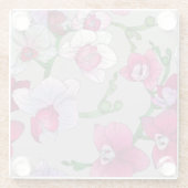 開花のピンクの蘭 ガラスコースター (裏面)