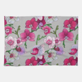開花のピンクの蘭 キッチンタオル (横)