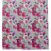 開花のピンクの蘭 シャワーカーテン (正面)