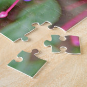 開花のピンク及び紫色の赤紫の花 ジグソーパズル (側面)