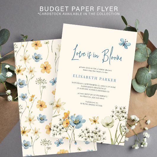 開花のブライダルシャワーへの招待で予算の愛 チラシ