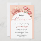 開花のベビーエレガントの花ガーリー赤ちゃんシャワー 招待状 (正面)