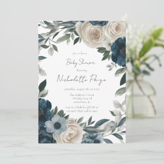 開花のベビー：庭の赤インスパイアちゃんのシャワー 招待状 (スタンド正面)