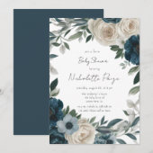 開花のベビー：庭の赤インスパイアちゃんのシャワー 招待状 (正面/裏面)