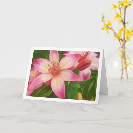 開花のユリ カード (黄色い花)