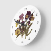 開花のヴィンテージのパンジー、花の庭の花 ラウンド壁時計 (傾斜)