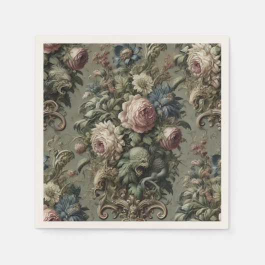 開花の下に何が – ビクトリアン Gothic スタンダードカクテルナプキン (正面)