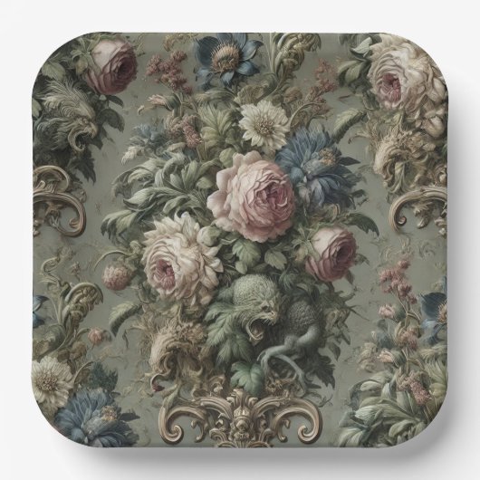 開花の下に何が – ビクトリアン Gothic ペーパープレート (正面)