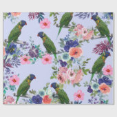 開花の中のオウム ラッピングペーパー (フラット)