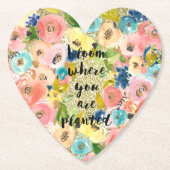 開花の接地先金ゴールドグリッターフローラ  ペーパーコースター (正面)