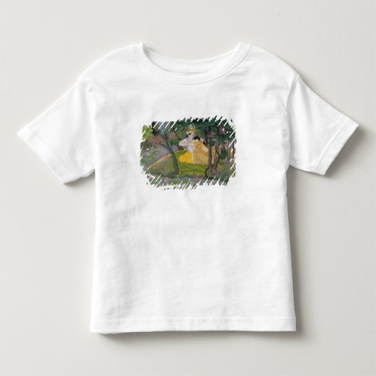 開花の果樹園のRadhaおよびKrishnaの容認 トドラーTシャツ (正面)