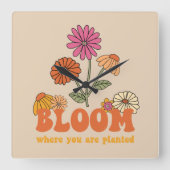 開花の植栽 スクエア壁時計 (正面)