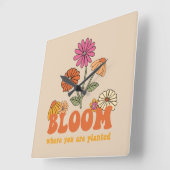 開花の植栽 スクエア壁時計 (傾斜)