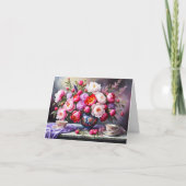 開花の牡丹、オリエンタルブーケ母の日 カード (正面)