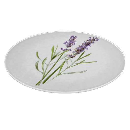 開花の紫色の花のラベンダーのハーブの独身のな小枝 カッティングボード (角)