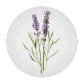 開花の紫色の花のラベンダーのハーブの独身のな小枝 カッティングボード (正面)