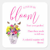 開花の結婚花園の種子の愛 スクエアシール (正面)