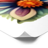 開花の美しいカラフル水彩花 ポスター (角)