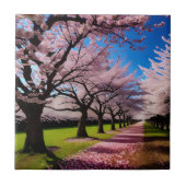 「開花の花春のさくらんぼの木の列 タイル (正面)