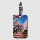 「開花の花春のさくらんぼの木の列 ラゲッジタグ (正面縦)