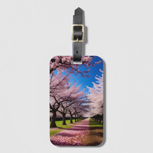 「開花の花春のさくらんぼの木の列 ラゲッジタグ (正面縦)