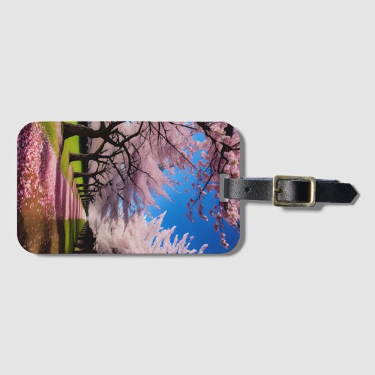「開花の花春のさくらんぼの木の列 ラゲッジタグ (正面横)