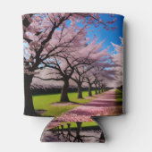 「開花の花春のさくらんぼの木の列 缶クーラー (裏面)