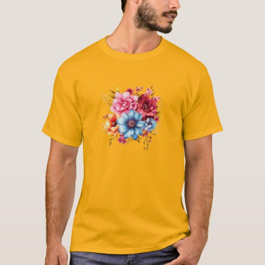 開花の花鮮やか々フローラ Tシャツ (正面)