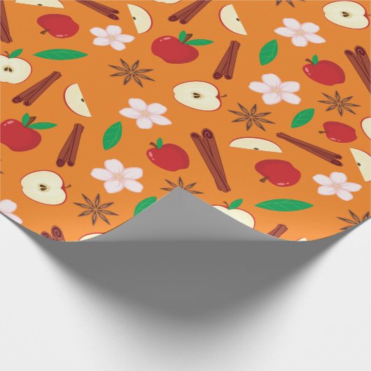 開花の花，スターアニス，シナモン秋シームレス ラッピングペーパー (角)