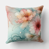 開花の花：抽象芸術アルコールインクデザイン クッション (裏面)