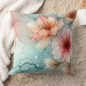 開花の花：抽象芸術アルコールインクデザイン クッション (ブランケット)