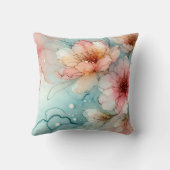 開花の花：抽象芸術アルコールインクデザイン クッション (裏面)
