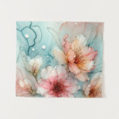 開花の花：抽象芸術アルコールインクデザイン タペストリー (正面(横))