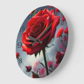 「開花の茎：ルビーバラ」 ラージ壁時計 (傾斜)