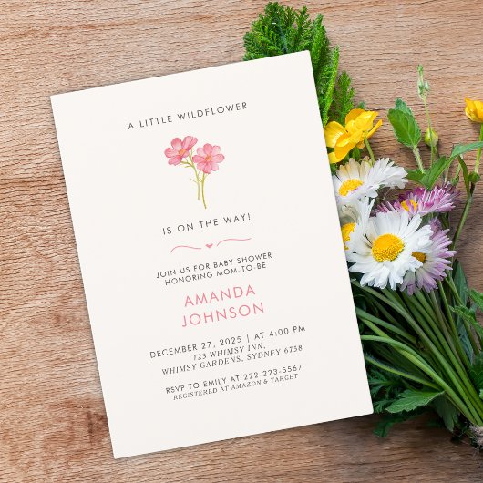開花の赤ちゃんシャワーの小さなワイルドフラワーベビー 招待状