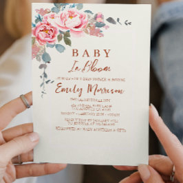 開花の赤ちゃんシャワーの開花来ベビーのバラ 招待状